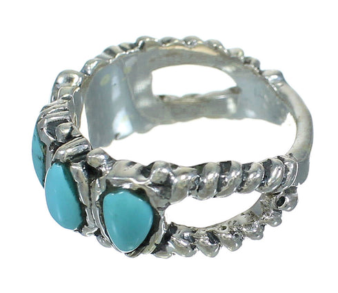 Southwest Turquoise Jewelry Genuine Sterling Silver Ring Size 6-3/4 AX89329
